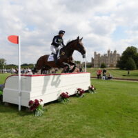 Piggy March (GBR) riding Vanir Kamira during the cross country phase of the Land Rover Burghley Horse Trials, in the park land surrounding Burghley House near Stamford in Lincolnshire in the UK between 31st August - 4th September 2022